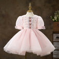 Vestido de verano para niña pequeña, de malla rosa con lentejuelas, para comunión, desfile, princesa 