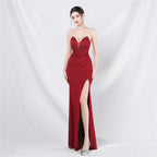 Classical court fishbone vest waist off-the-shoulder suspender evening dress