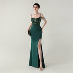 New bead tube craft fishbone strap waist formal banquet dance suspender sequined evening dress