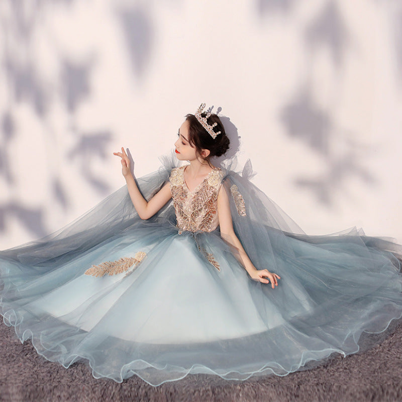 Prinzessinnenkleid für Babys und Kleinkinder, Vintage-Paillettenkleid, bauschig, festlich, Kommunionskleid 