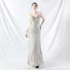 Popular A-shaped pendulum dress can be worn daily sequined long dress