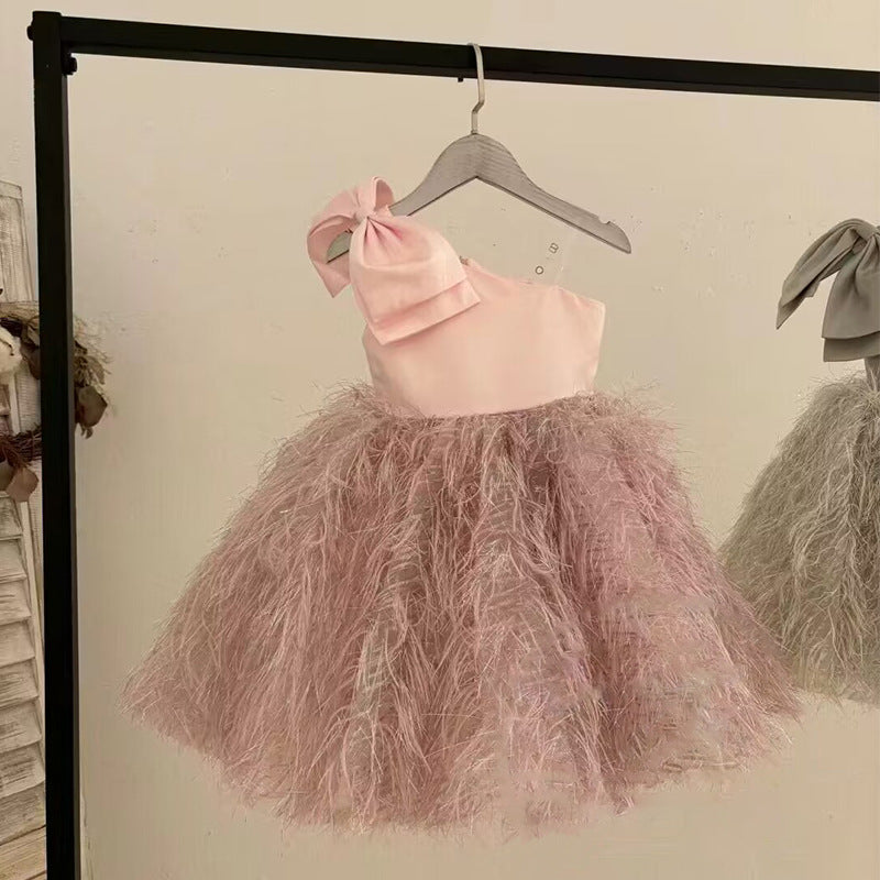 Elegante vestido de princesa de malla con borlas para bebé, vestido de comunión para niña, vestidos formales para niña 