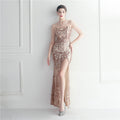 Positioning flower bead slice bead craft foreign trade sexy dress long