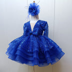 Vestido de primera comunión para niña, con lentejuelas, esponjoso, para concurso de belleza, cumpleaños, princesa 