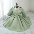 Mädchenkleid, Kleinkind-Abendkleid, Kommunionskleid, grünes Prinzessinnenkleid mit großer Schleife 