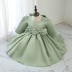 Mädchenkleid, Kleinkind-Abendkleid, Kommunionskleid, grünes Prinzessinnenkleid mit großer Schleife 