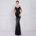 New sequined fishtail long dress performance Internet celebrity event banquet car model etiquette evening dress