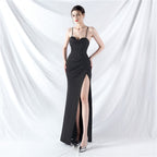 Fishbone vest waist heavy industry craftsmanship beaded tube top sling high-end evening dress