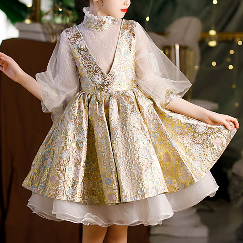 Vestido de niña de las flores para comunión, retro, con flores, estilo princesa, para fiesta de cumpleaños 
