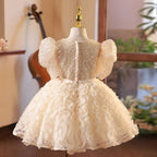Vestido de lentejuelas con flores para niña, vestido de primera comunión para niña pequeña, vestido de cumpleaños 