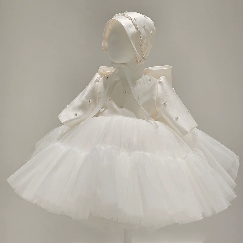 Elegantes Baby-Kommunionkleid, Mädchen-Festkleid