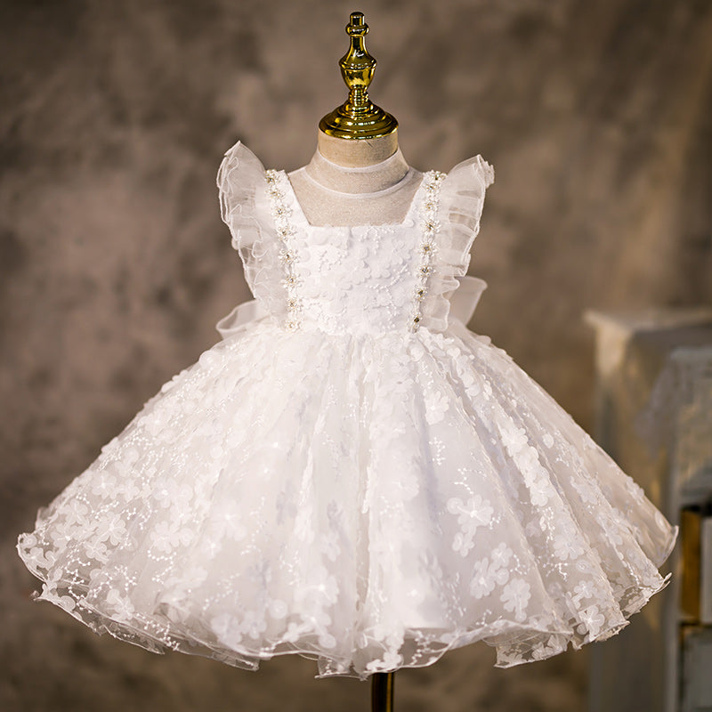 Vestidos de niña de las flores Vestido de princesa formal elegante con volantes y abullonado Vestido de primera comunión 