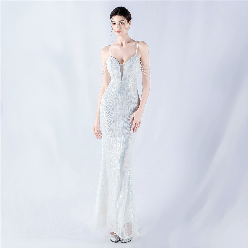 New dress positioning flower bead sheet craft bead suspender evening dress