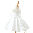 Kommunionkleid für Kleinkinder, Prinzessinnenkleid für Mädchen, weißes Blumenmädchenkleid mit Perlenkragen 