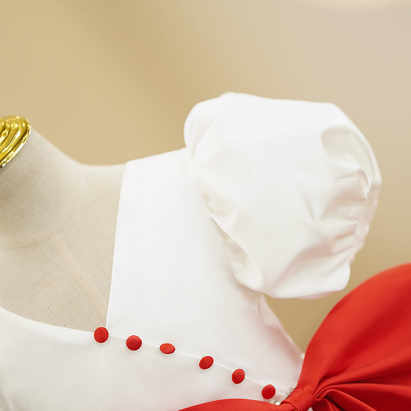 Kommunionkleid für Mädchen, rotes Schleifenkleid, Hochzeitskleid, Puffärmelkleid, Prinzessinnenkleid für Geburtstage 