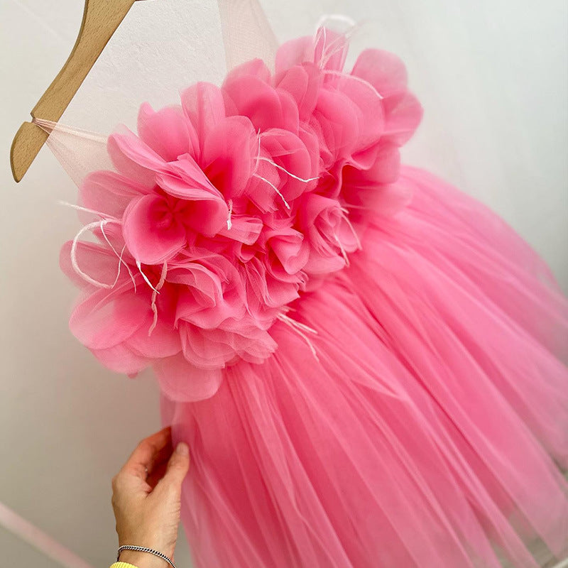 Niedliches Baby-Mädchen-Kleidchen, bauschig, Erstkommunionkleid, Kleinkind-Geburtstagskleid, Prinzessinnenkleid 