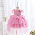 Blumenmädchenkleid für Kleinkinder, Kommunionkleid, Festkleid mit süßer Schleife, Prinzessinnenkleid mit Schleppe, Geburtstagskleid 