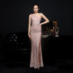 Heavy Craft Colorful Beads Celebrities Party Party Dress Sexy Long Skinny Toast Bride