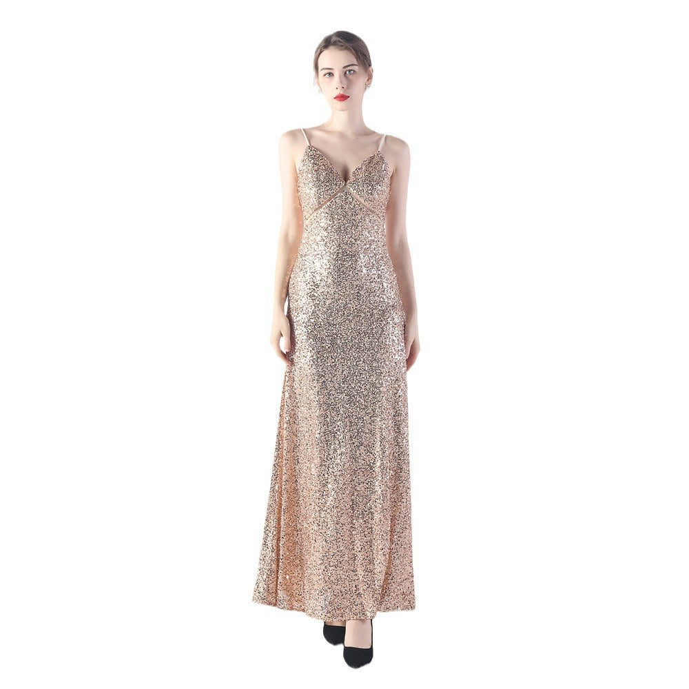 Popular A-shaped pendulum dress can be worn daily sequined long dress