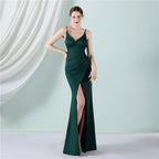 Bridal long suspender thank you banquet slim fishtail skirt wedding car model exhibition dress