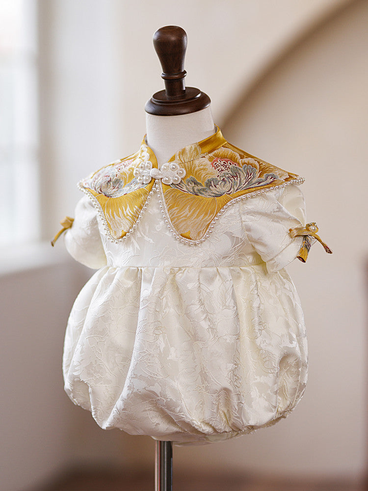 Niedliches Babykleid mit Blumenmuster, Kleinkindkleid für Festlichkeiten, Erstkommunion, Prinzessinnenkleid 