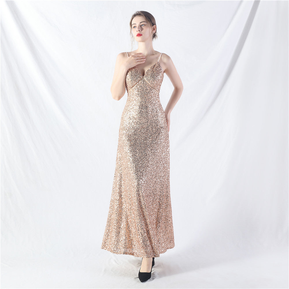 Popular A-shaped pendulum dress can be worn daily sequined long dress