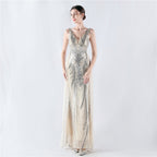 New dress positioning flower beads back beads with cape evening dress, annual meeting, performance