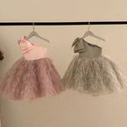 Elegante vestido de princesa de malla con borlas para bebé, vestido de comunión para niña, vestidos formales para niña 