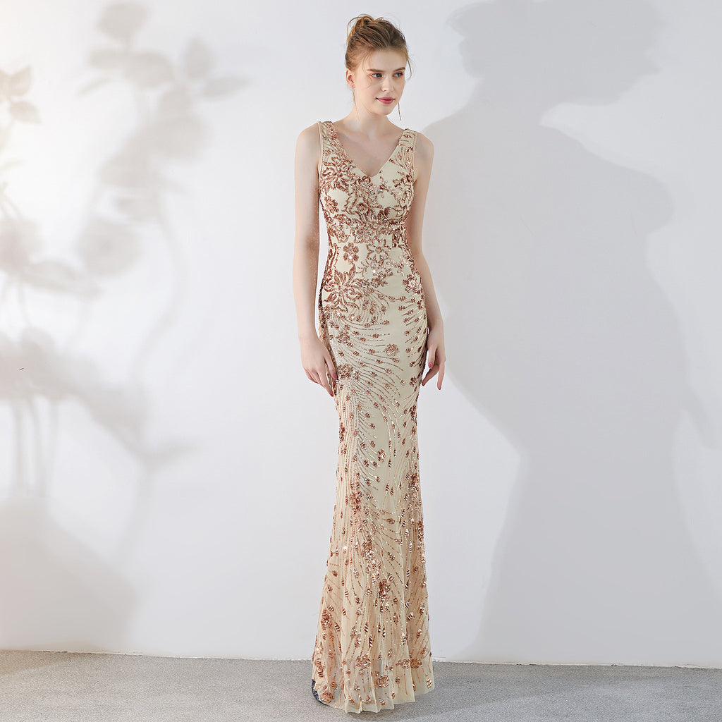 Evening Dress Summer Slim Long Toast Bridal Fishtail Dress Women's Banquet Fashion Dress