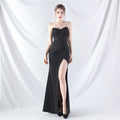 Heavy industry court fishbone vest waist high-end small vertical tail satin evening dress