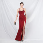 Court fish bone vest waist heavy industry craftsmanship beaded tube top sling high-end evening dress