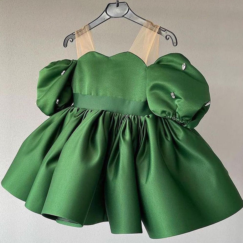 Lindo vestido de bautizo para niña, vestido de princesa para primera comunión y desfile de niñas pequeñas. 