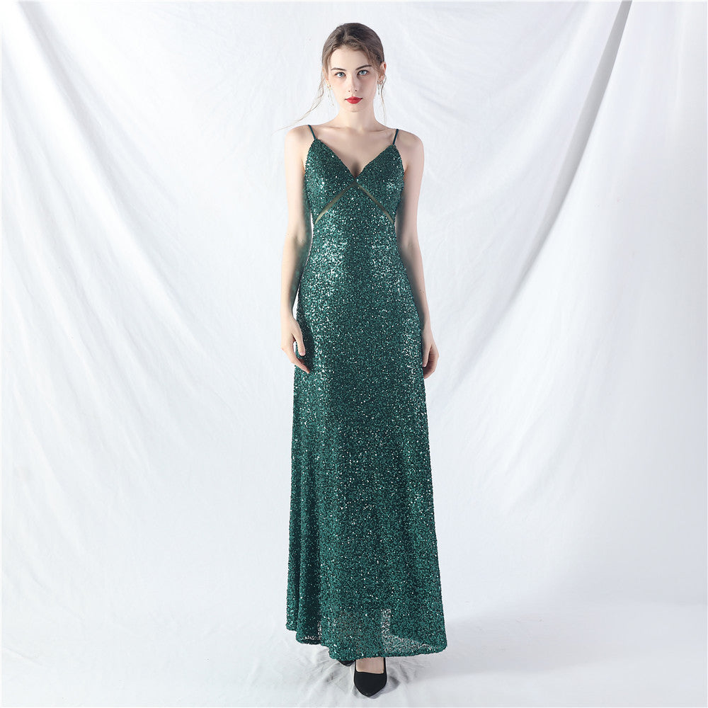 Popular A-shaped pendulum dress can be worn daily sequined long dress