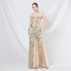 New craft ostrich hair mesh yarn beads high-end long dress skirt