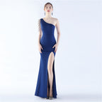 New satin craft beads wedding celebration exhibition dress dress