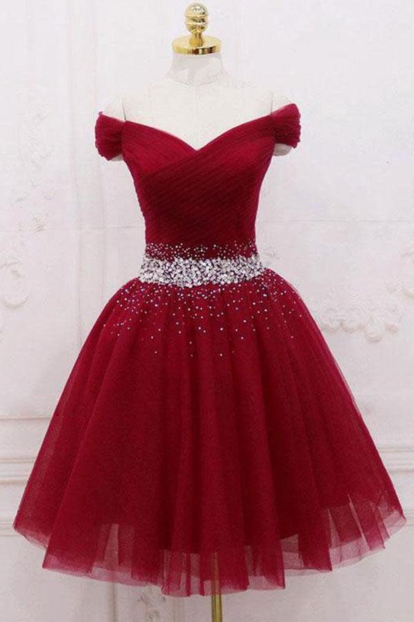 Off The Shoulder Homecoming Dress Tulle Short Prom Dress
