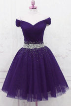 Off The Shoulder Homecoming Dress Tulle Short Prom Dress