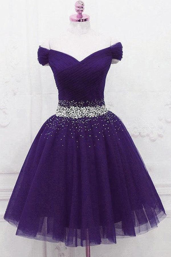 Off The Shoulder Homecoming Dress Tulle Short Prom Dress