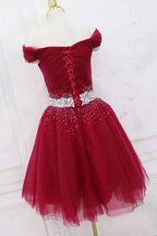 Off The Shoulder Homecoming Dress Tulle Short Prom Dress