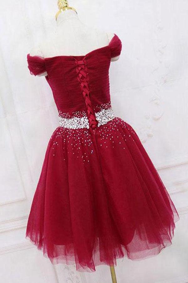 Off The Shoulder Homecoming Dress Tulle Short Prom Dress