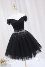 Off The Shoulder Homecoming Dress Tulle Short Prom Dress