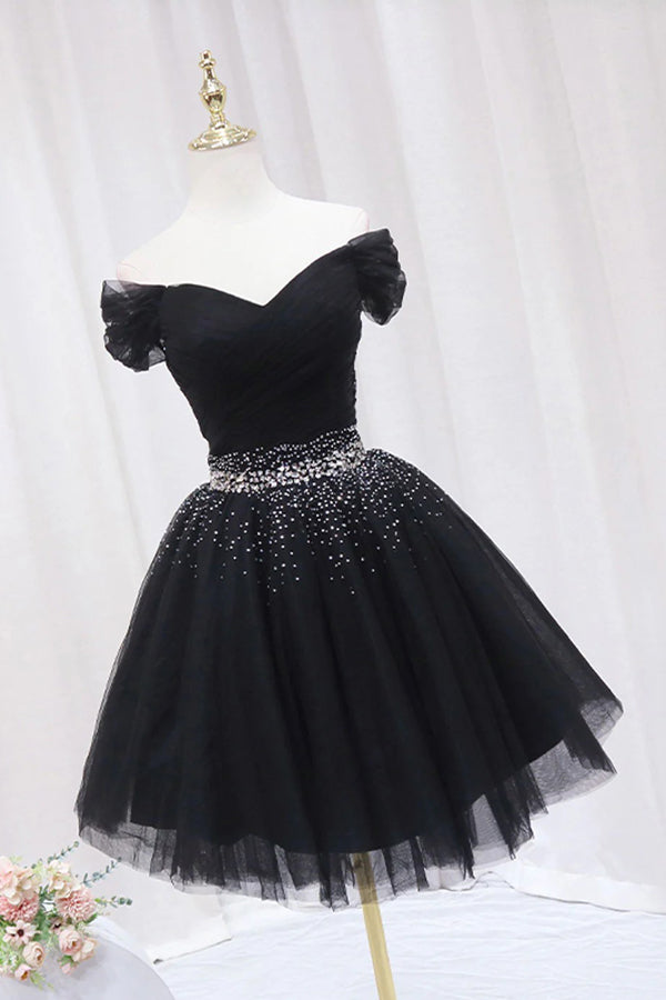 Off The Shoulder Homecoming Dress Tulle Short Prom Dress