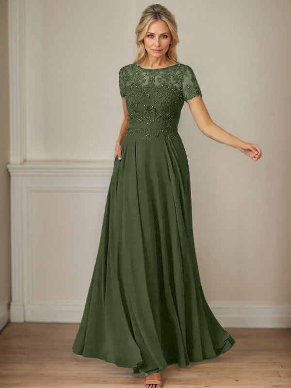 Dunkelblaues A-Linien-Pailletten-Chiffonkleid mit U-Boot-Ausschnitt 