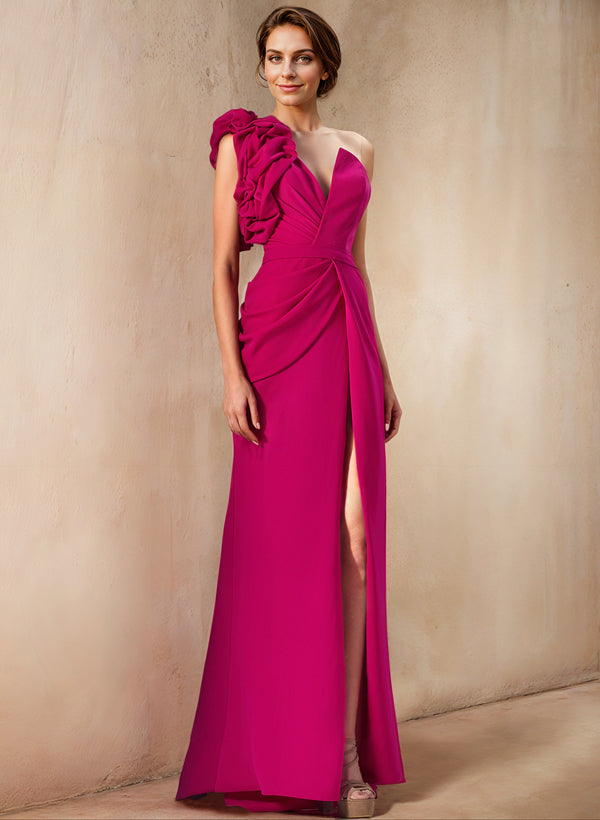 Vestidos de madre de la novia de un solo hombro con corte tubo/columna y abertura lateral 