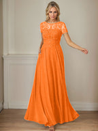 Dunkelblaues A-Linien-Pailletten-Chiffonkleid mit U-Boot-Ausschnitt 