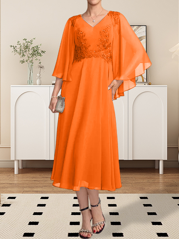 Vestido de gasa con encaje y escote en V, largo hasta la rodilla, para madre de la novia, con lentejuelas y abalorios