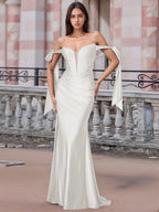 Schulterfreies, geschnürtes Trompeten-Abendkleid