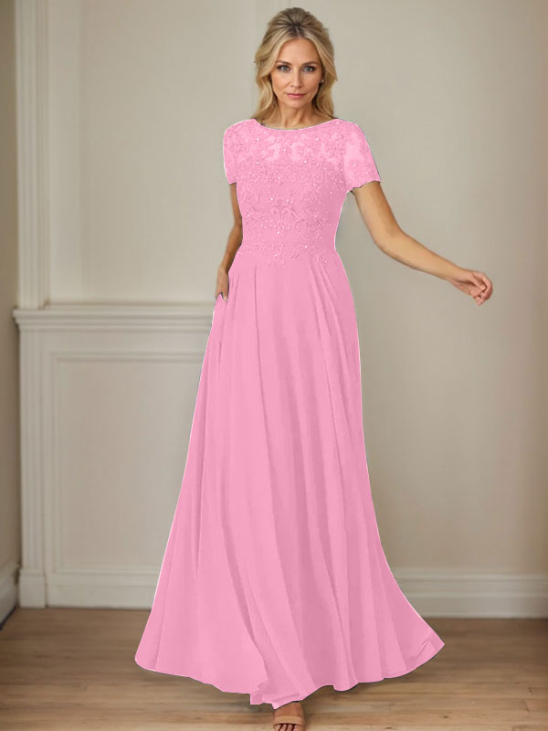 Dunkelblaues A-Linien-Pailletten-Chiffonkleid mit U-Boot-Ausschnitt 