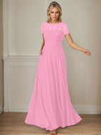 Dunkelblaues A-Linien-Pailletten-Chiffonkleid mit U-Boot-Ausschnitt 