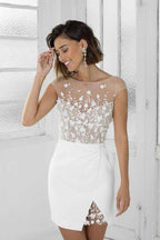 Vestido de fiesta de encaje perfecto corto para damas de honor o regreso a casa